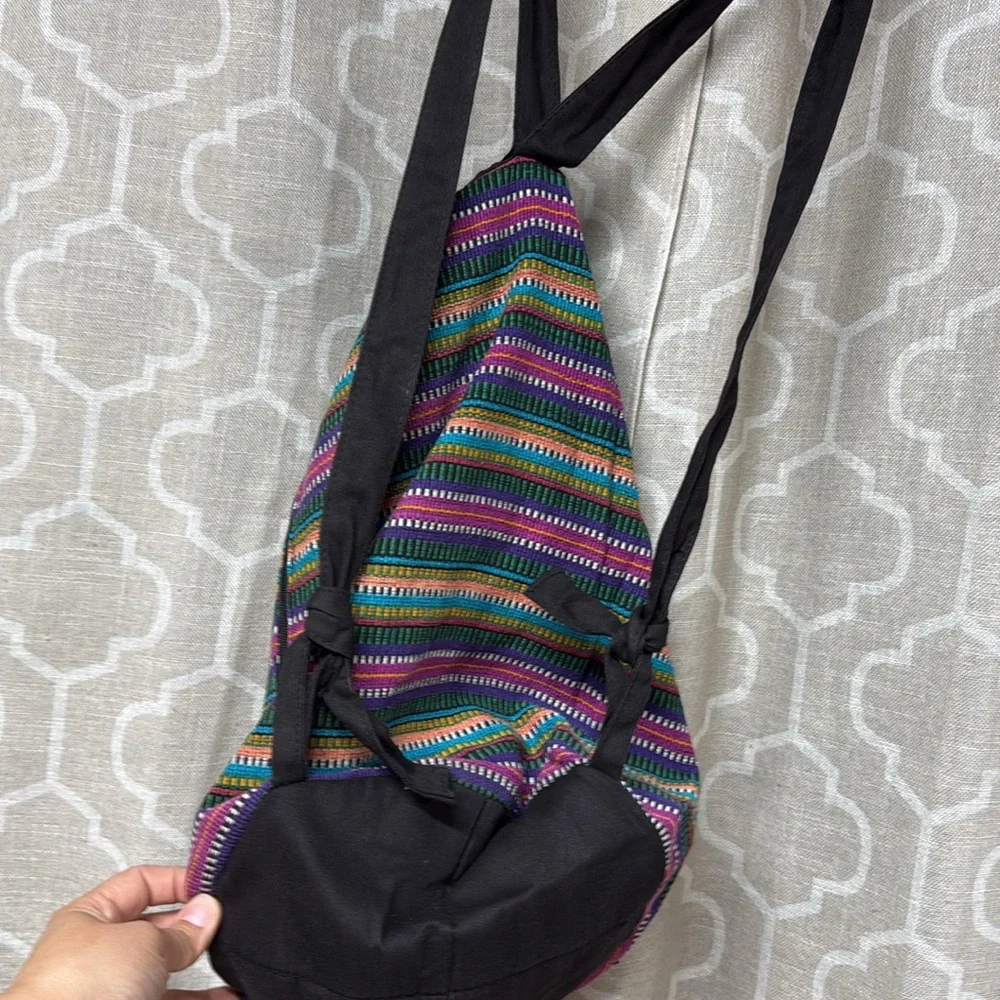 Colorful ethnic boho travel cotton printed drawstring Striped backpack